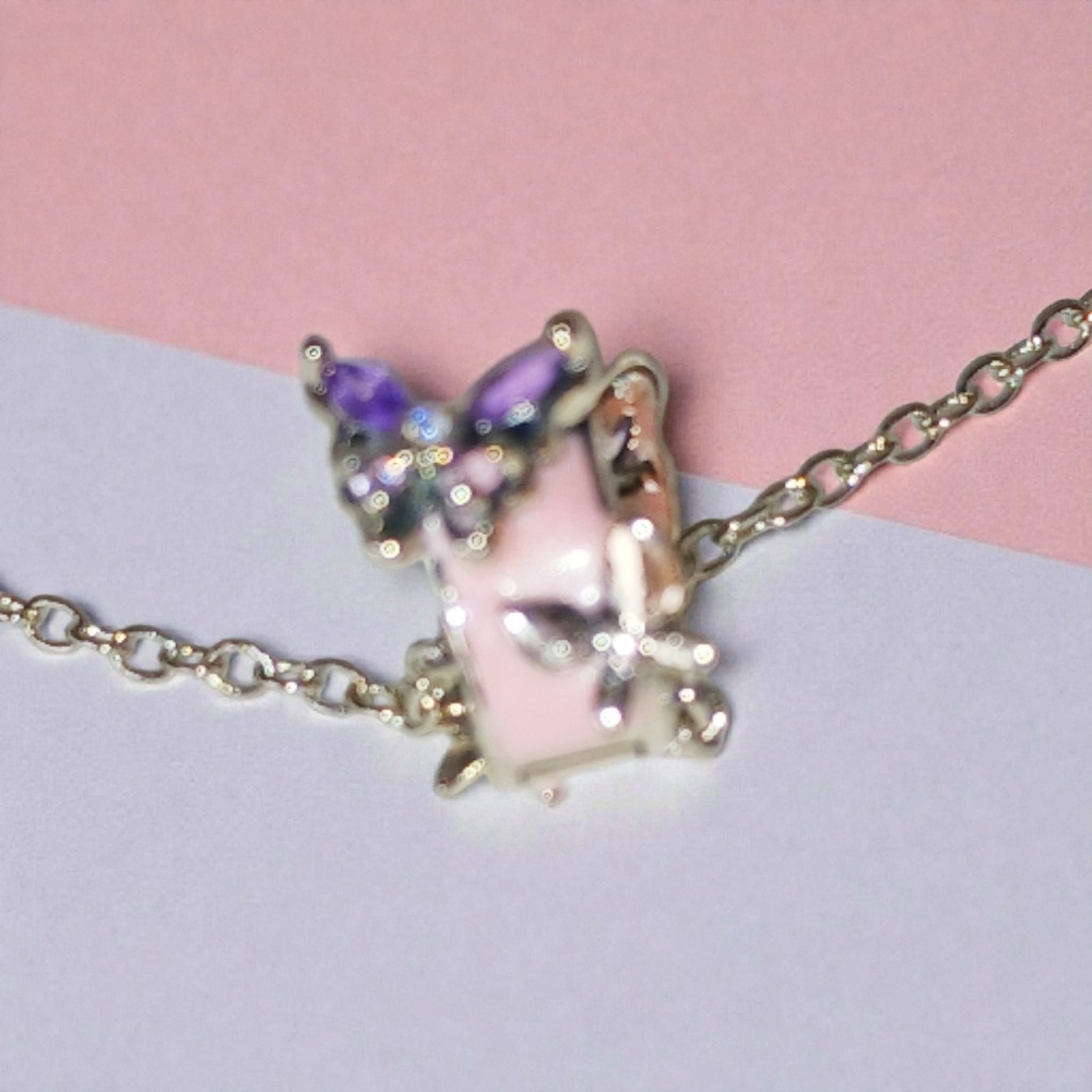 Silver Butterfly Charm Necklace Butteflycore Magical Girl Enchanted Necklace
